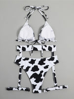 Sexy With Garter Spots Halter Bikini Female Swimsuit Women Swimwear Three-pieces Bikini set Bather Bathing Suit Swim Lady K4439