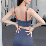 Women's yoga sports bra, shoulder straps with color blocking design, camisole yoga fitness bra