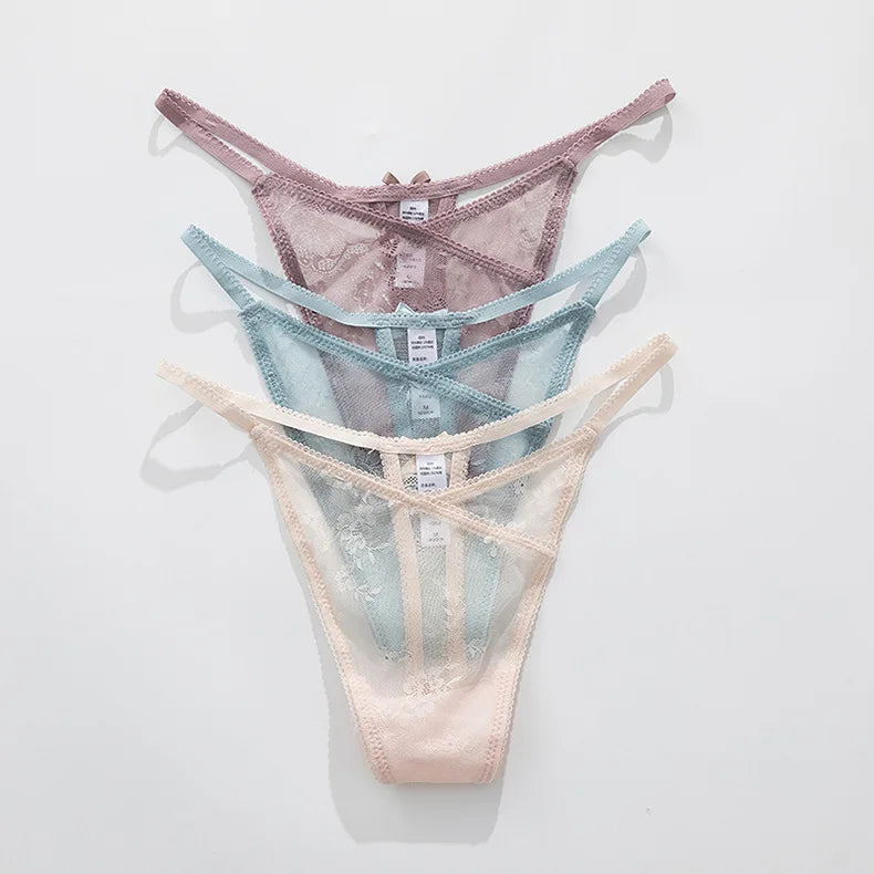 Girls Sexy G String Panties Women Lace Briefs Hollow Out Underwear Thong High Quality Transparent Underpants Lingerie Intimates