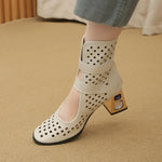 Sandals Platform Beige Summer Mesh Grid Ankle Boots Roman Sandals For Woman2026