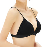 Women 1/3 Cup Tank Top Seamless Crop Top Solid Color Underwear Sexy Lingerie V-Neck Non-wire Bra Top Padded Camisole