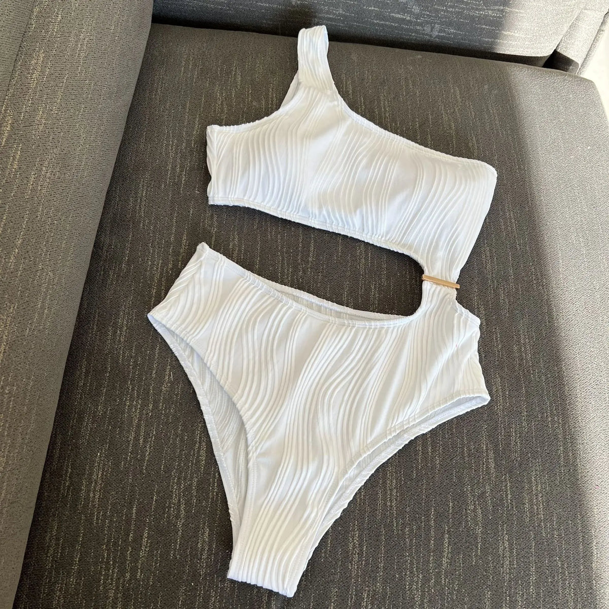 2026 Solid White One Piece Swimsuit Women Sexy Irregular Hollow Out Bikini One Shoulder Backless Monokini Summer Beach Swimwear