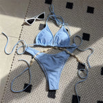 5 Colors Sexy Halter Shell Brazilian Bikini Female Swimsuit Women Swimwear Two-Pieces Bikini Set Bather Bathing Suit Swim V5469