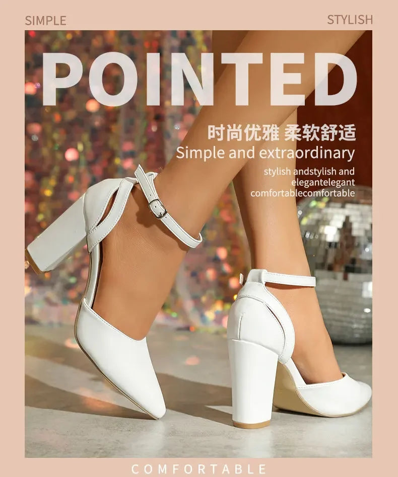 Women's Fashion New Shoes White Soft Leather High Heels Cute Bow Elegant Sexy Wedding Banquet Party Toe Hollow Pointed Shoes