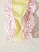 Female Sweet Mesh Lingerie Set Pink Lace Trim Bra and Panty Set Intimate 2 Pieces Women Underwear Cute Bow Sexy Boudoir Lingerie