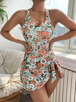 Women's Bathing Suits Two Pieces Floral Print Tankini Set Women Swimsuit Dress Summer Sexy Beach Wear Vintage Swimwear Female