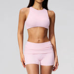 Tight Yoga Clothes Women Speed Drying Shock-absorbing Sports Vest Fitness Suits Outwear Gym Flip Waist Shorts Workout Clothes