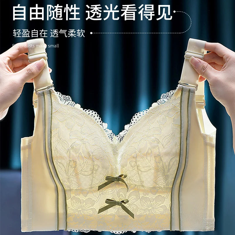 Womens Full Coverage Lace Push Up Bra Wireless Large Size Anti-sagging Underwear Female Lingerie 34 36 38 40 42 44 48 50 C D E