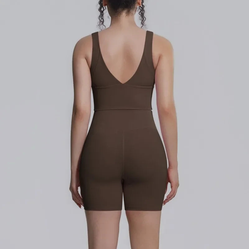 Women's Yoga Set Sports Running Fitness Beautiful Back Vest Hip Lifting Slim-Fit High Waist Shorts Training Gym Workout Suits