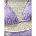High Cut Leg Two-Pieces Bikini Set Bather Bathing Suit Swim Wrinkled Crinkled Halter Bikini Women Swimwear Female Swimsuit M125