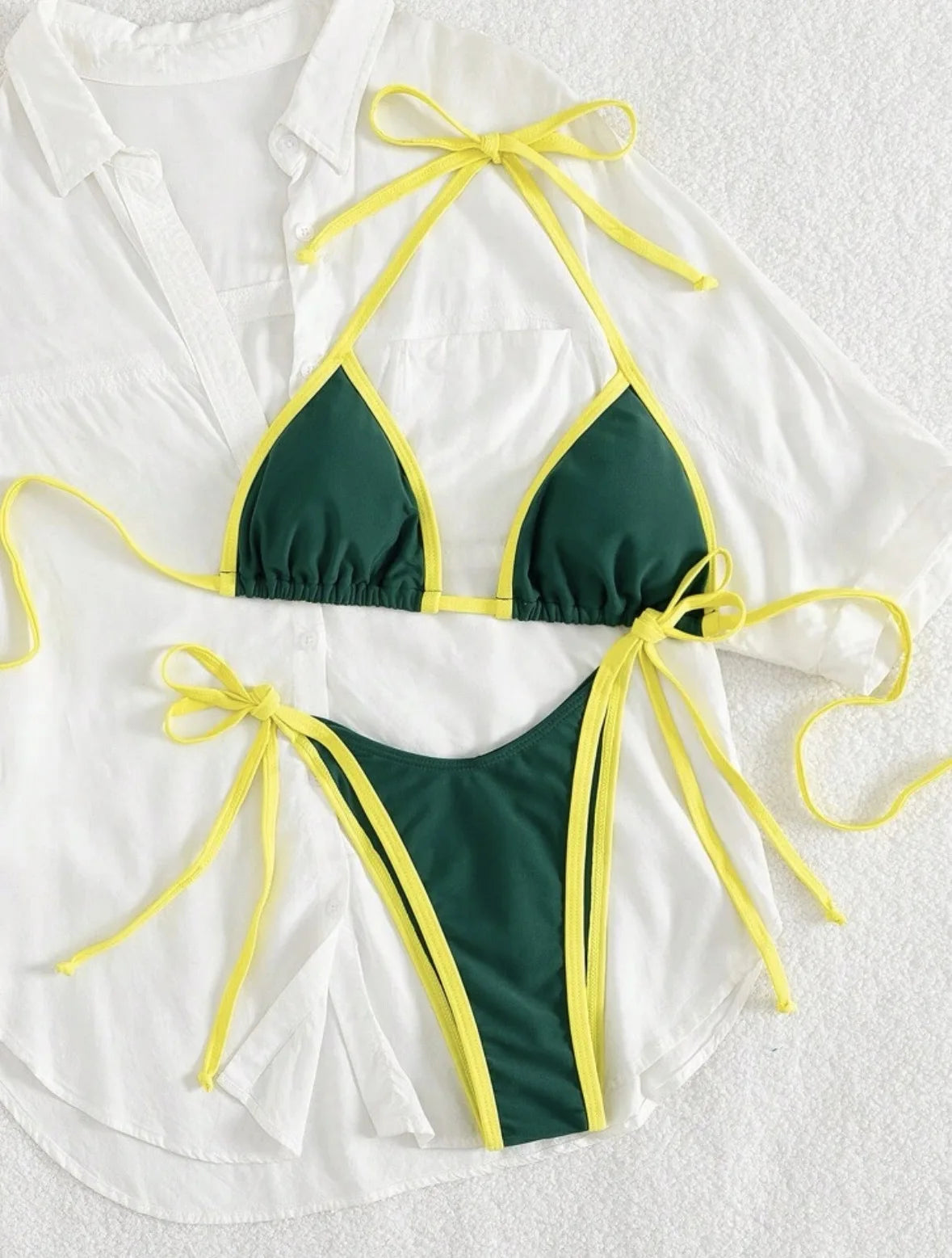 DEKA Triangle Beach Style Lace-up Swimsuit Women Sexy Halter Swimwear Solid Thong Female Bikini Set Bathing Suit Bikini Mujer