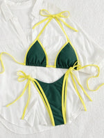 DEKA Triangle Beach Style Lace-up Swimsuit Women Sexy Halter Swimwear Solid Thong Female Bikini Set Bathing Suit Bikini Mujer