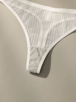 Solid color transparent lace stripe 2-piece set paired with sexy thong new women's underwear set girls Lingerie