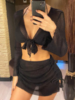 9 Colors New Long Sleeve With Skirt Bikini Female Swimsuit Women Swimwear Four-pieces Bikini set Bather Bathing Suit Swim V6358P