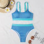 Orange High Waist Bikini 2022 Swimsuits Push Up Swimwear Women Splicing Biquini Beachwear Sexy Ribbed Bathing Suits Female New