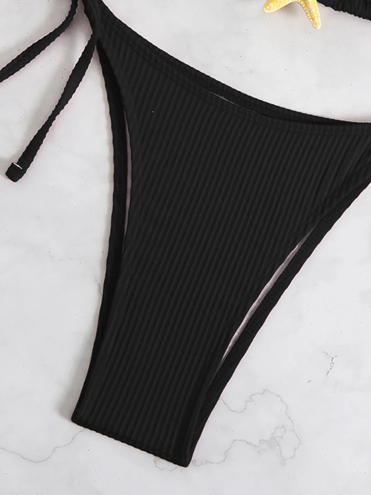 Sexy Black Micro Bikini 2025 Women Starfish Ornament Push Up Bra Tie Side Thong Swimsuit Summer Bathing Suit Holiday Swimwear