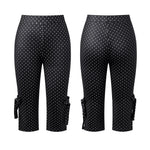 Summer Women Capri Pants with Bows Mid Rise Skinny Side Split Hem Pants Casual Jogging Leggings for Office Daily Street Wear