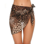 Women Sheer Wrap Cover Up Skirt Beach Wrap Bikini Leopard Print Zebra Stripes Beach Skirt For Swimwear Summer Bathing Suit