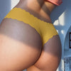 Women's Ultra Thin Quick Drying Thongs Comfortable Striped Edge T-back Ice Silk Lady G-string Sexy Low-Waist Female T-pants