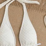 Sexy Halter Backless White Swimsuit Woman One Piece Bead String Swimwears 2026 Hollow Out Monokini High Cut Swimming Suit Bather