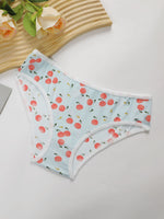 3 pairs of contrasting sweet style underwear, fruit printed women's triangle pants, plaid lace underwear C898