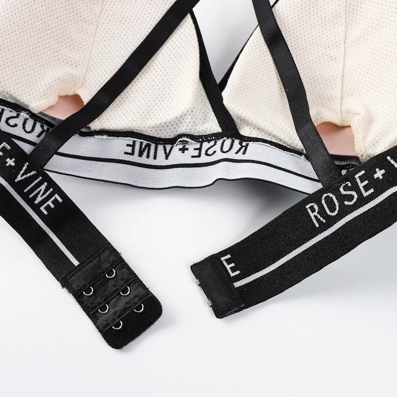 Women's Ribbed Wireless Triangle Bralette and Thong Set Low Rise Panties Daily Wear Comfort Underwear Ladies Sexy Lingerie Set