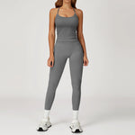 Women's Seamless Yoga Set Quick Drying Slim Fit High-end Feeling Exposed Feeling Set Outdoor Sports and Running Fitness Set