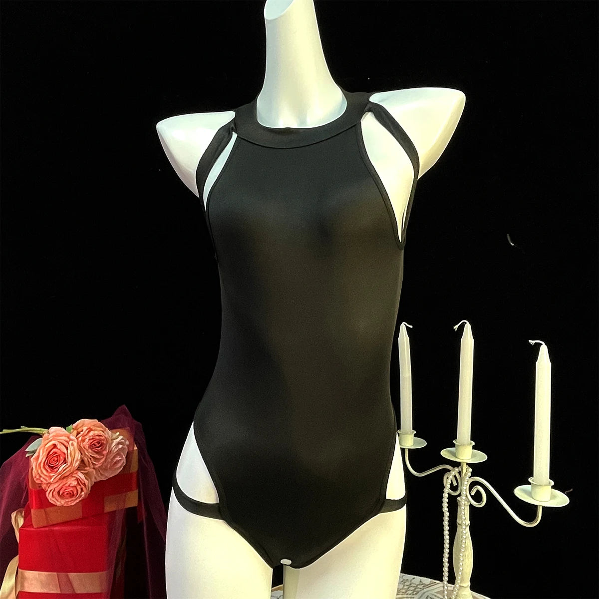 Sexy Crotchless Lingerie Women Hollow Sexiest Bodysuit Erotic Costumes Baby Doll Dress Elastic Porn Underwear Open Crotch Outfit