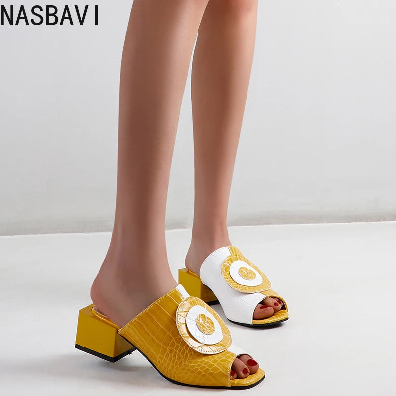 NASBAVI Out Outdoor Slippers Latest Luxury Shoes Women Designers Ladies Shoes and Sandals Wedding Shoes for Women Big Size 45 46