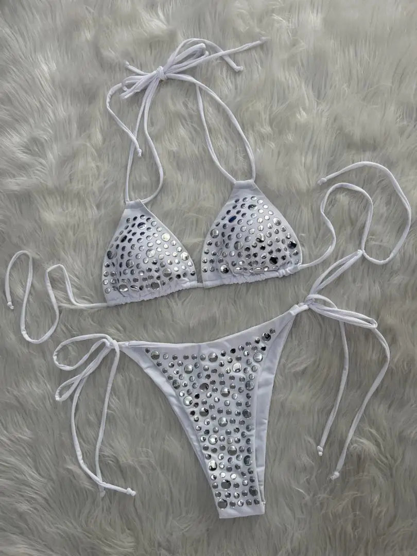 DEKA Luxury Black Diamond Bikini Women Sexy Rhinestone Push Up Mini Swimsuit Brazilian Beach Bathing Suit Thong Swimwear Biquini
