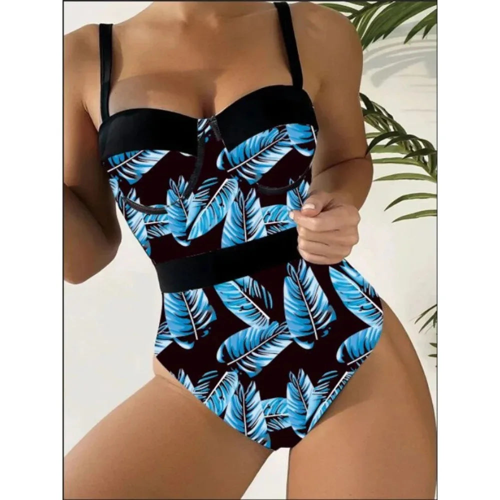 Print Push Up Swimsuit One Piece Swimwear Women High Waisted Swimming Suit Brazilian Monokini Bodysuit Beach Wear Bathing Suit
