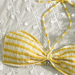 Striped Print String Halter Bandeau Bikinis Sets 2026 Sexy Swimsuit Women Ruched Swimwear Bathing Suit Brazilian Bikini Mujer
