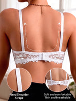 Floral Lace Women Bra Solid Thin Underwire Push Up Brassiere Adjustable Strap Breathable Back Wing Lingerie