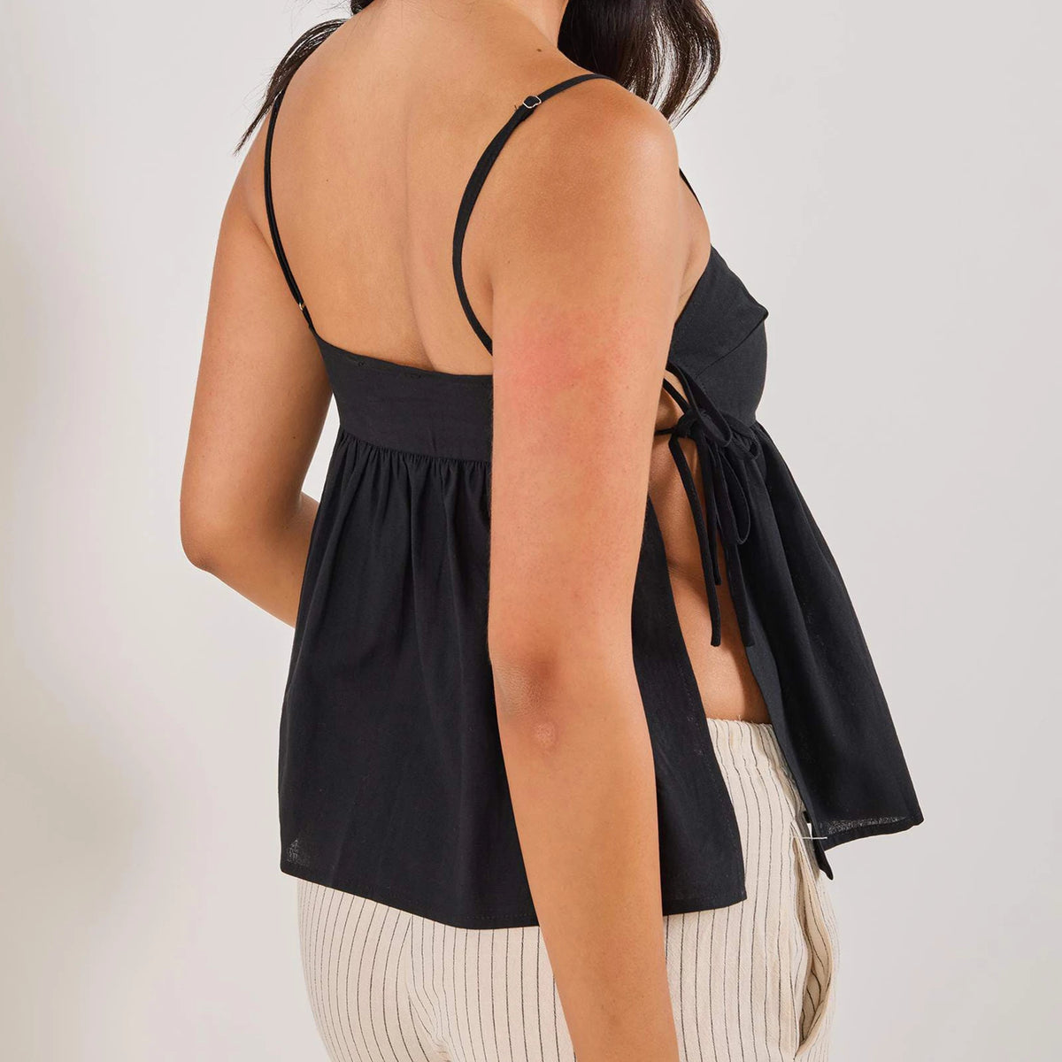 Summer Loose Women's Camisoles Stylish Solid Color Side Strap Spaghetti Straps Crop Tank Tops