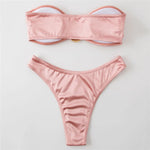 Sexy U Shaped Bandeau Bikinis Sets Mujer Strapless Swimwear Women Gold Swimsuit Bathing Suit Biquinis Brazilian Bikini Swim 2026