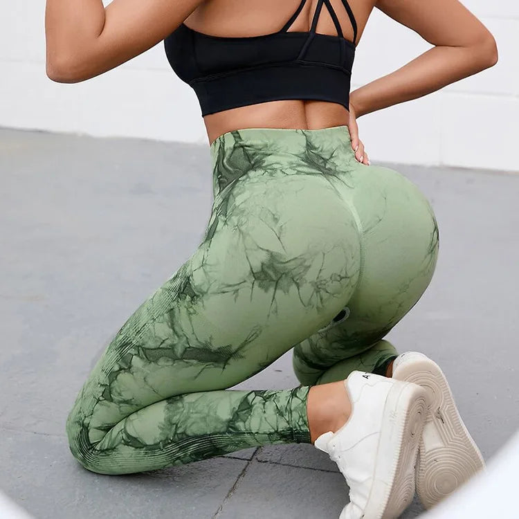 47 Color Marbling Tie-Dye Seamless Yoga Pants Sports Leggings Women Running Fitness High Waist Gym Leggings Women Workout Tights