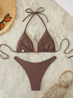 Halter Triangle String Bikinis 2026 Women Sexy Swimsuit Solid Starfish Swimwear Female Bathers Bathing Swimming Swim Suit