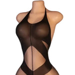 One Piece Crotchless Bodystocking EroticTransparent Sexy Lingerie Sexiest Bodysuit Mesh Hollow Bra Set Black Full Body Stockings