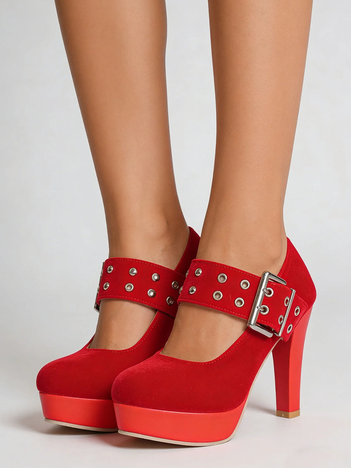 2026 Big Size 33-43 Retro Black Office Lady Buckle Strap Mary Janes Platform Pumps Elegant Red 10.5cm High Heels Shoes Women