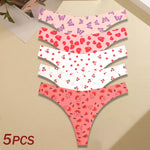 5Pcs Women Ultra-thin Seamless G-string Seamless Print Thongs Sexy Panties Ladies Soft Cute Thongs Female S-XL T-Back Panties