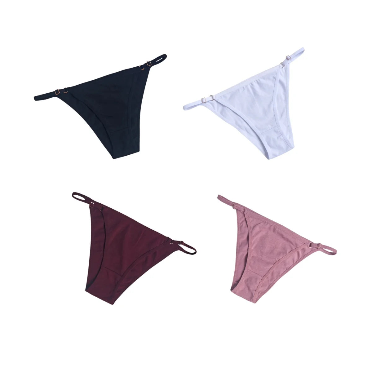 4Pcs/Set Women Cotton Briefs Sexy Brazilian Panties Low-Rise Underwear Adjustable Buckle Female Underpants Comfort Lingerie S-XL