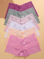 6PCS Women Lace Boxers Briefs Sexy Seamless Breathable Low Waist Female Underwear Solid Color Intimates High Elastic Lingerie