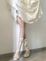 2026 y2k Block High Heels Summer Vintage Black Satin Pink Lolita Mary Janes Shoes Women Sweet Cross-tied Ballet Pumps Footwear