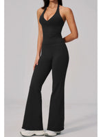 V-neck Yoga Sets Women Seamless Slimming Sports Tank Top High Waist Wide Leg Pants Fitness Suit Outwear Gym Running Tracksuit