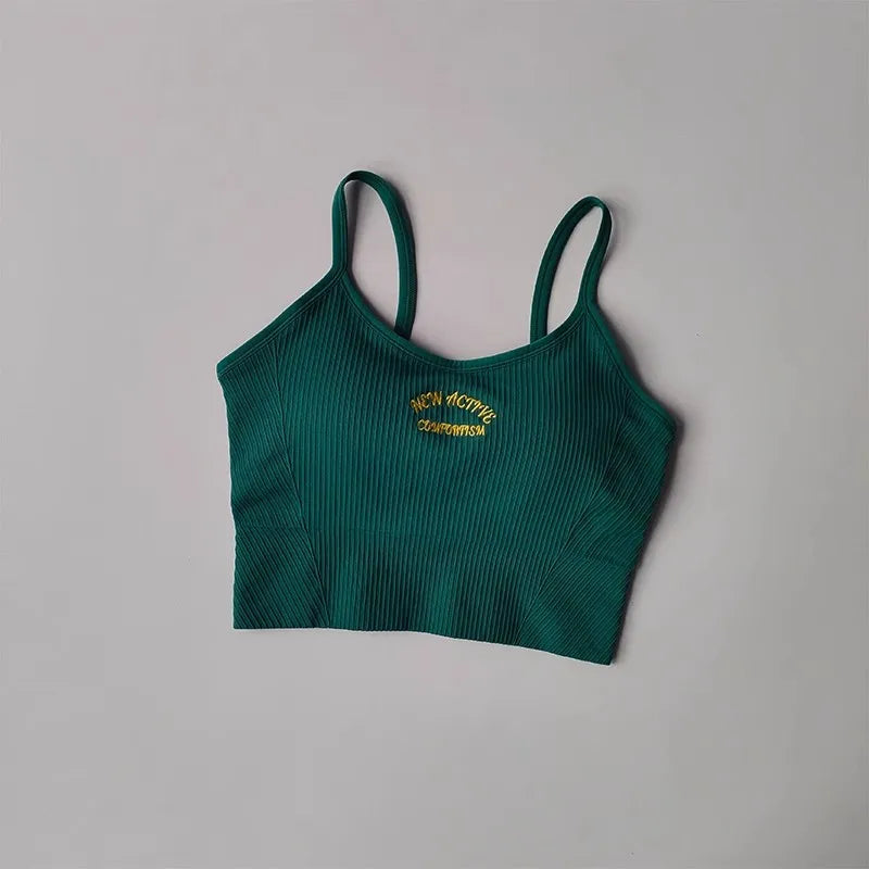Women's sports bra, color blocked small sling , fixed cup fitness bra, running bra, acceleration, dry training, yoga.