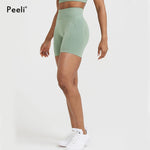 Effortless Seamless Shorts Women High Waist Workout Gym Shorts Scrunch Butt Yoga Shorts Athletic Tight Running Booty Biker Short