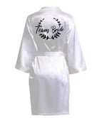 Wedding Party Team Bride Robe With Black Letters Kimono Satin Pajamas Bridesmaid Bathrobe SP021