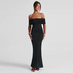 Temperament Slim Strapless Long Dress Women Solid Color Sexy Off-shoulder Backless Package Hip Sleeveless Club Party Dresses