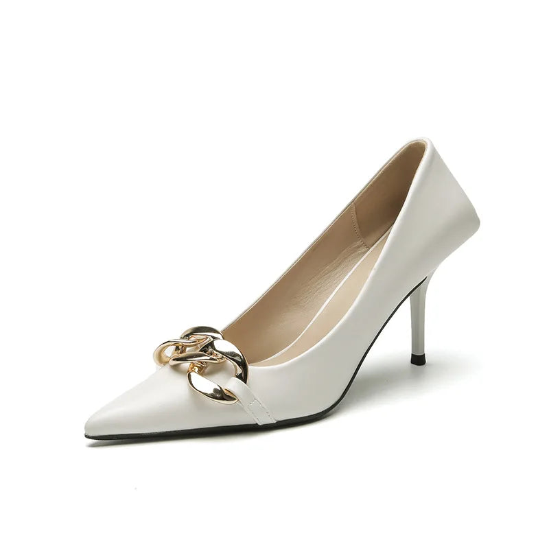 Women Pumps Luxury Female High Heels Metal Pointed Toe Professional Dress Party Ladies Office Shoe 2021Summer Fashion Large Size