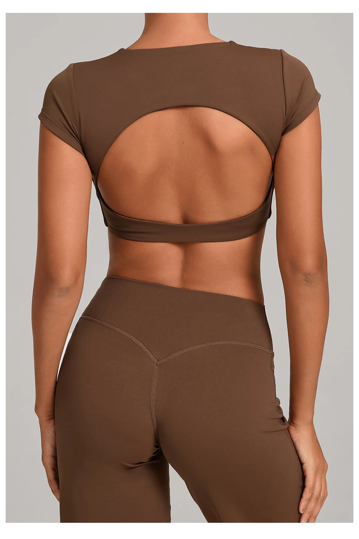 No Padded Women's Yoga T-shirt Short Sleeves Bra Backless Fitness Top Beautiful Back Gym Clothes Form-fitting Running Tee